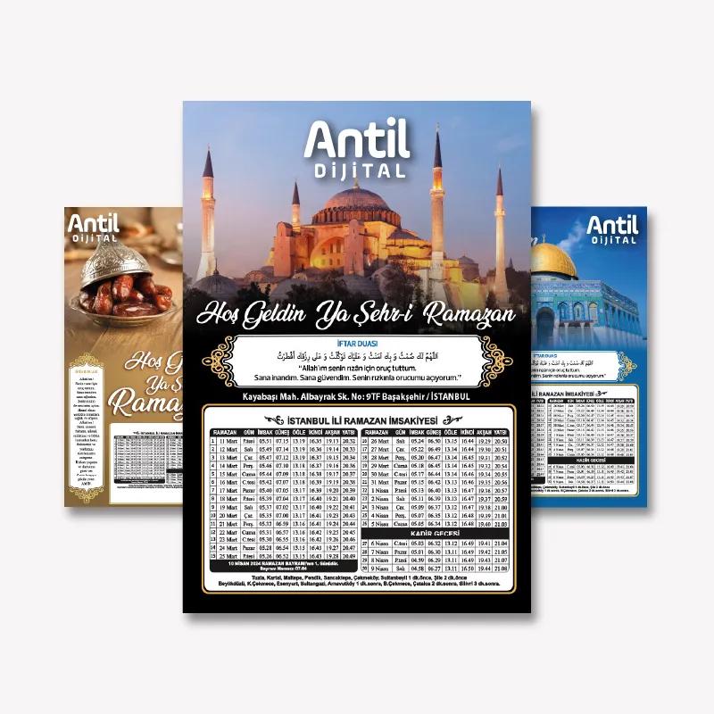 İmsakiye 210 gr. Amerikan Bristol (250 Adet, Tasarım 1)