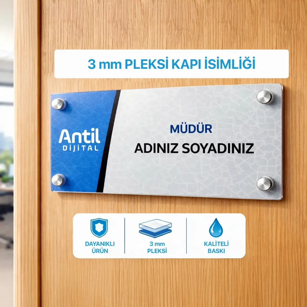 Pleksi Kapı İsimliği 11x24 cm